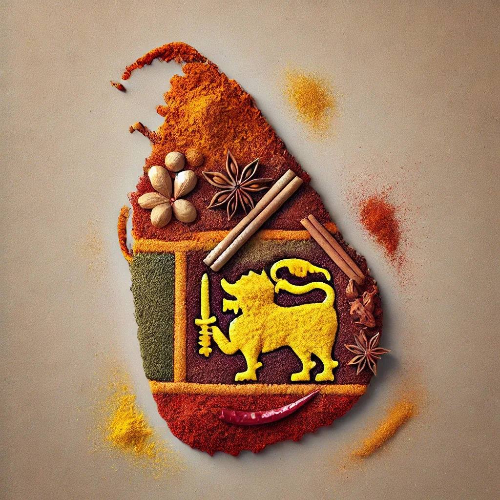 Artistic map of Sri Lanka made with Ceylon spices